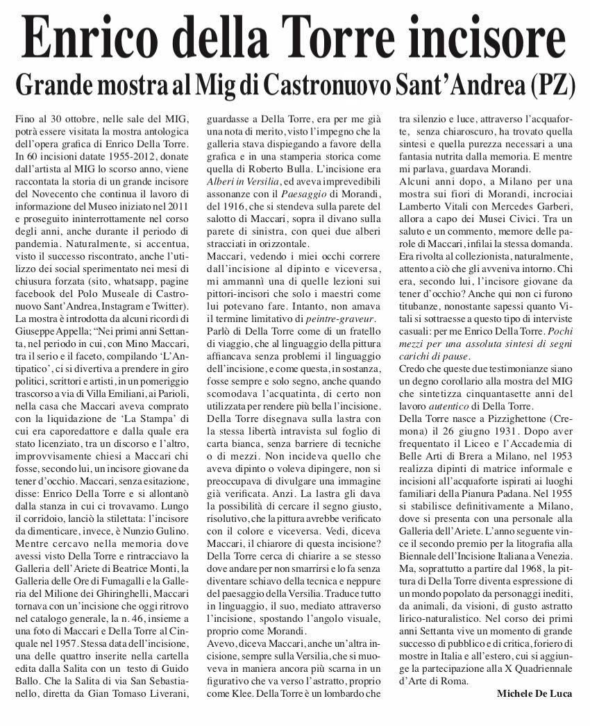 Enrico Della Torre, Graveur Article MIG