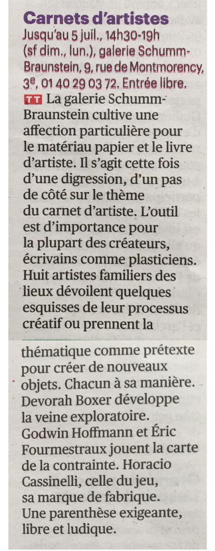 Article Telerama Carnets D'artistes