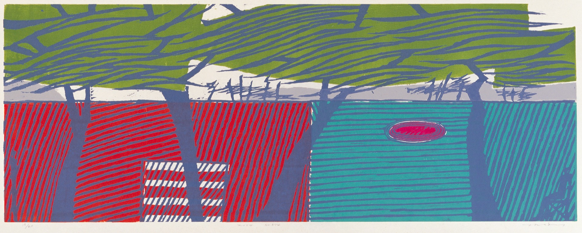 김상구, No.874, 46x120cm, 한지에 목판화, 2004